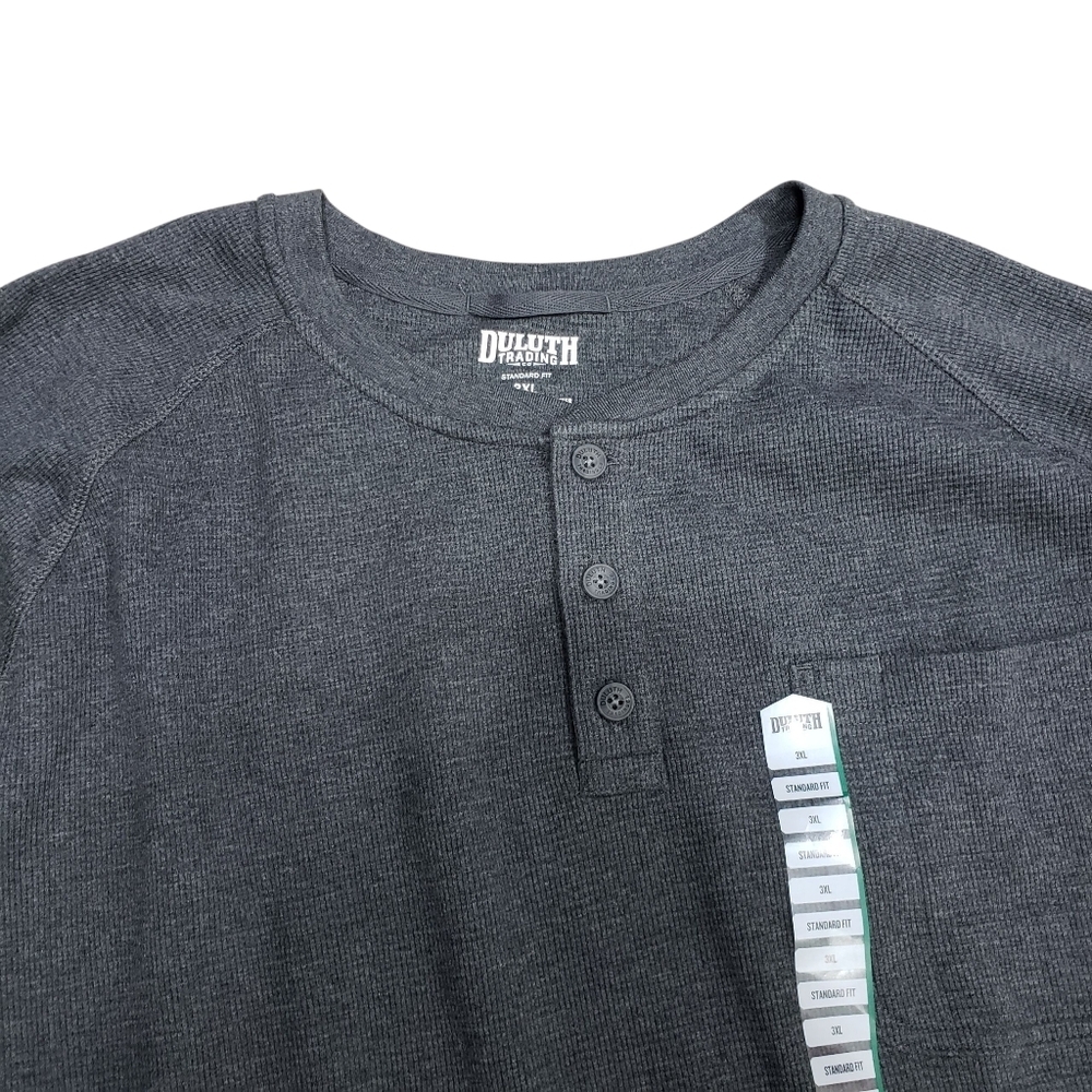 Duluth Trading Co Burly Thermal Standard Fit Henley Gray Size 3XL NWT